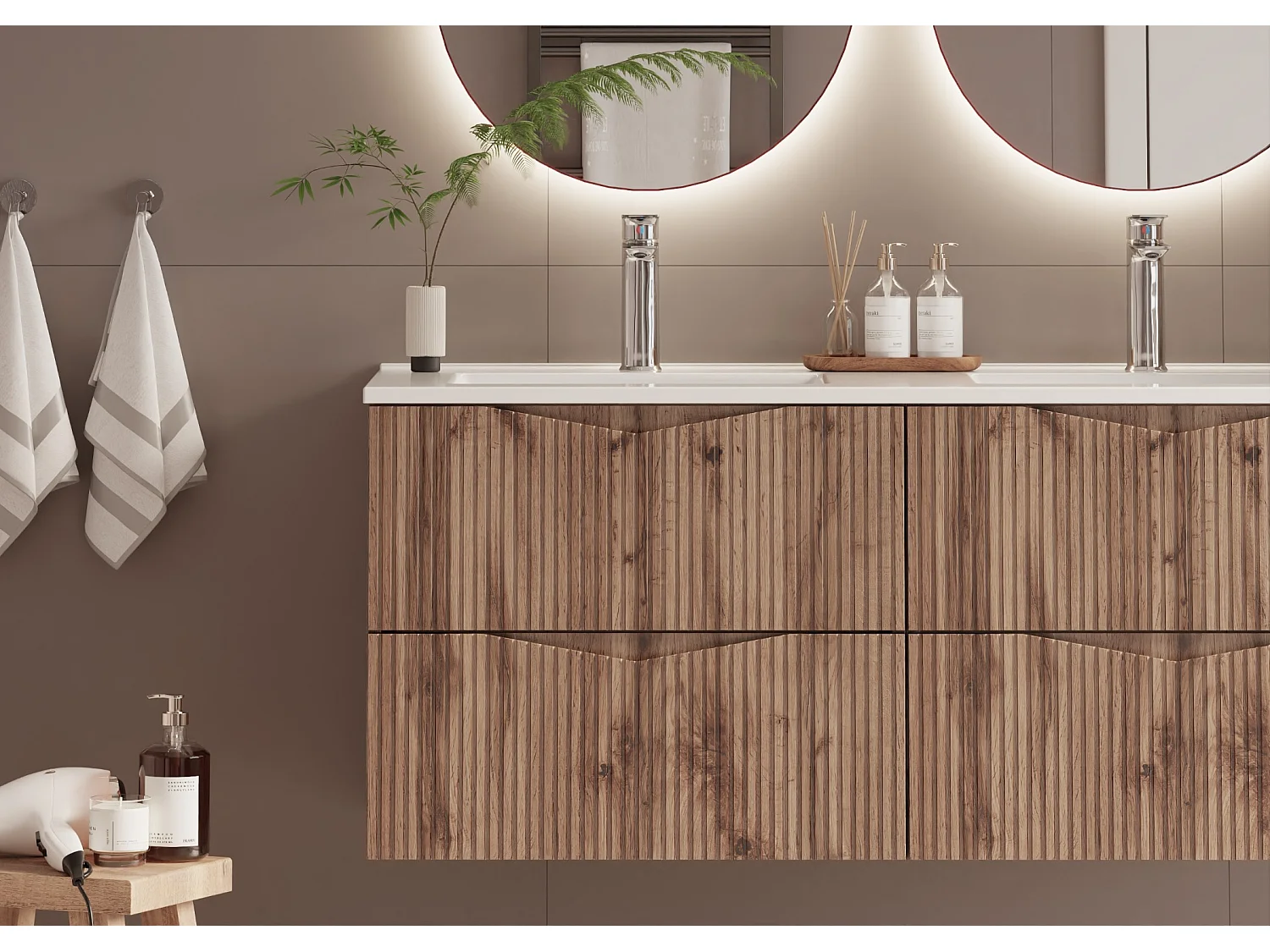 Meuble double vasque encastrée 120cm Tao Bois