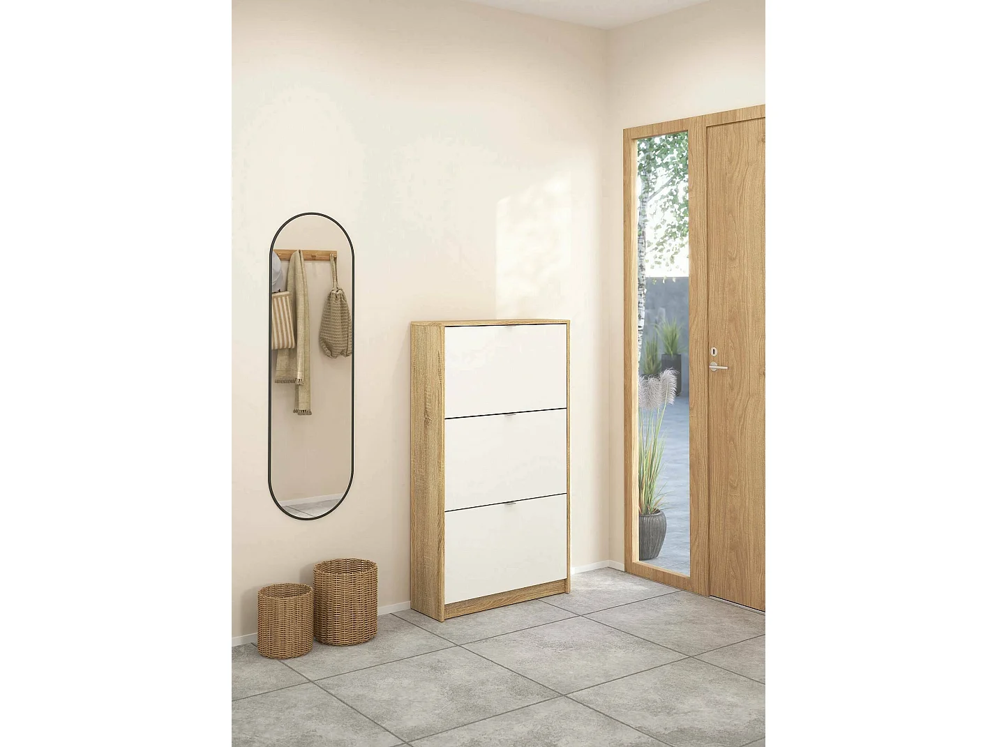 Scarpiera Irina, 18 Paia, 24.05x70.3x123.6h cm Marrone Quercia, Mobile Portascarpe