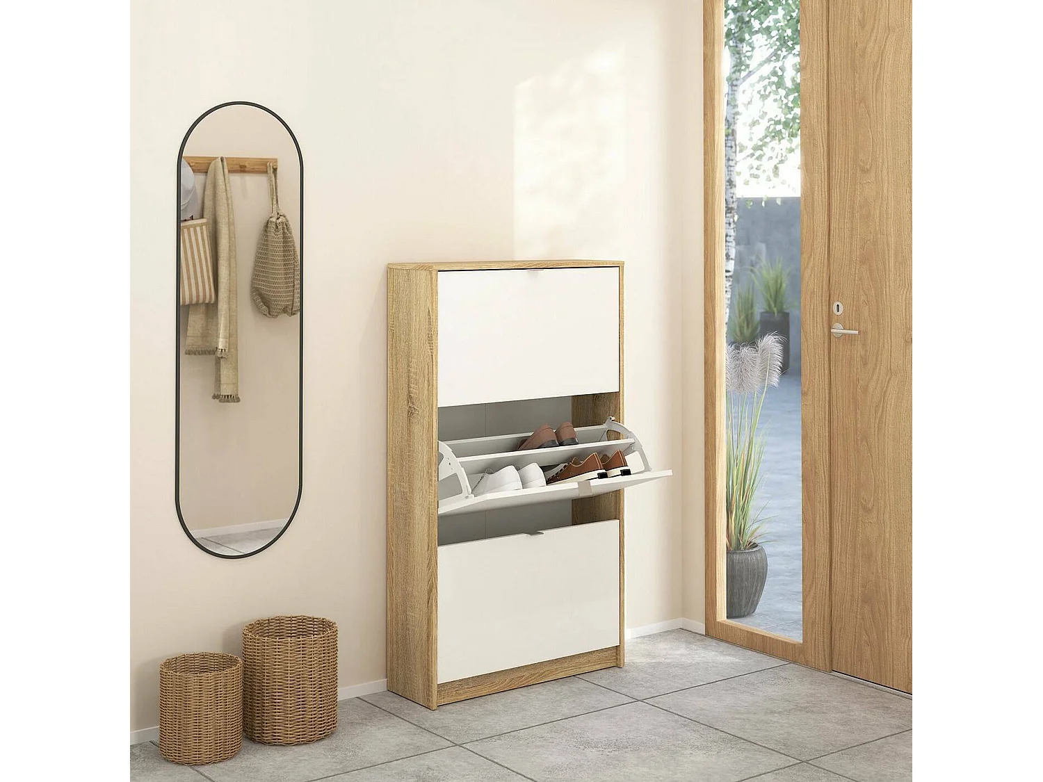 Meuble à Chaussures Irina, 18 Paires, 24.05x70.3x123.6h cm Chêne Brun, Armoire à Chaussures