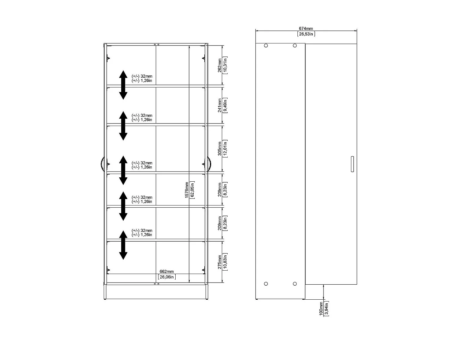 Dtrebb schoenenrek, Schoenenkast, Multifunctionele entreekast, Schoenenkast, 69x35 h170 cm, Wit