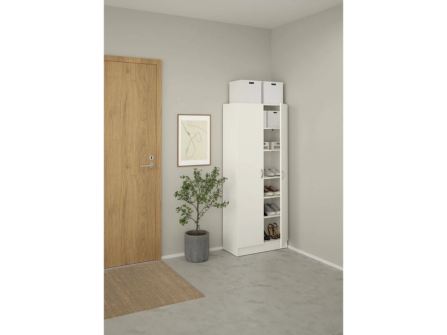 Dtrebb schoenenrek, Schoenenkast, Multifunctionele entreekast, Schoenenkast, 69x35 h170 cm, Wit