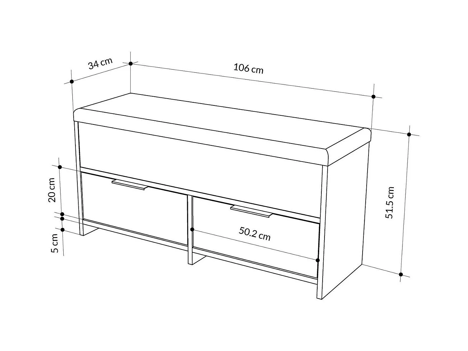 Meuble à chaussures Tapah, 8 paires, 34x106x50h cm, chêne brun, armoire à chaussures