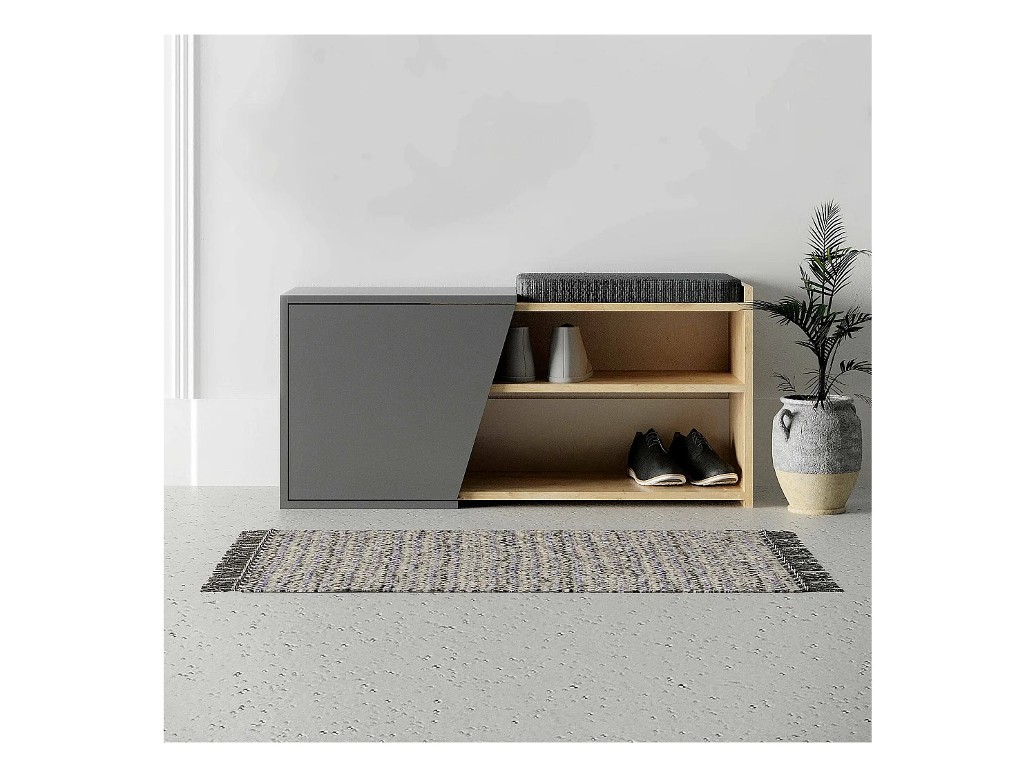 Rangement Chaussures Neneng, 2 Étagères, 47x104x37h cm Chêne Brun, Meuble à Chaussures