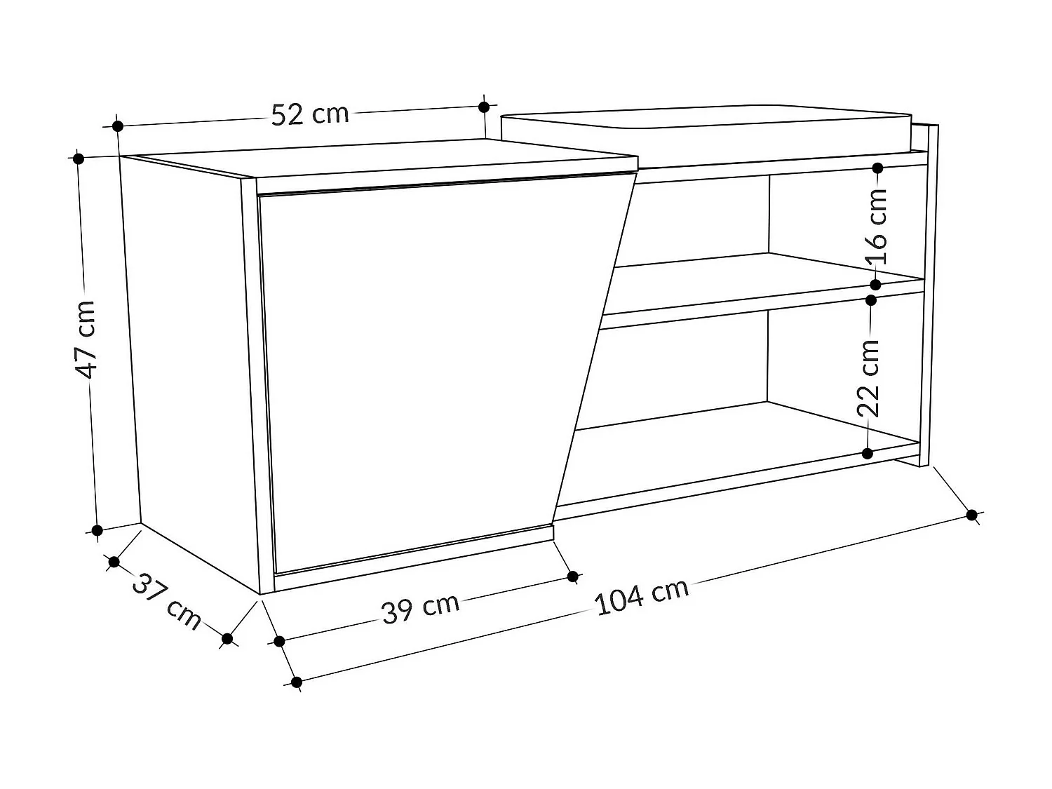 Rangement Chaussures Neneng, 2 Étagères, 47x104x37h cm Chêne Brun, Meuble à Chaussures
