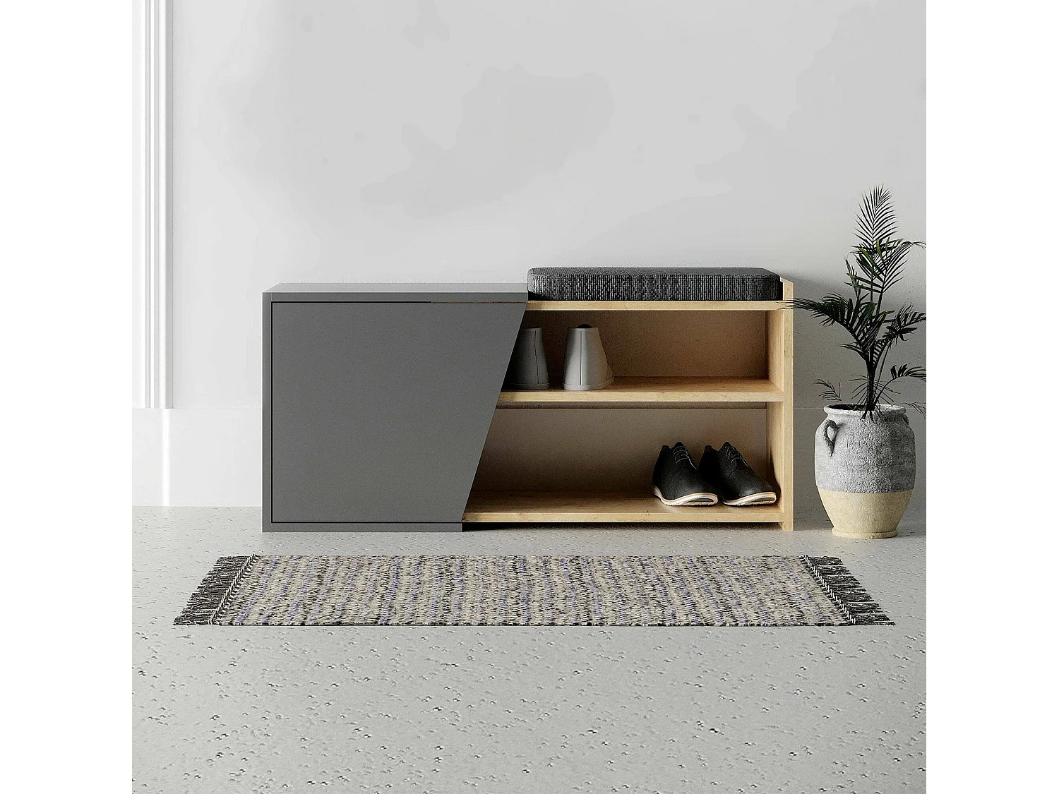 Rangement Chaussures Neneng, 2 Étagères, 47x104x37h cm Chêne Brun, Meuble à Chaussures