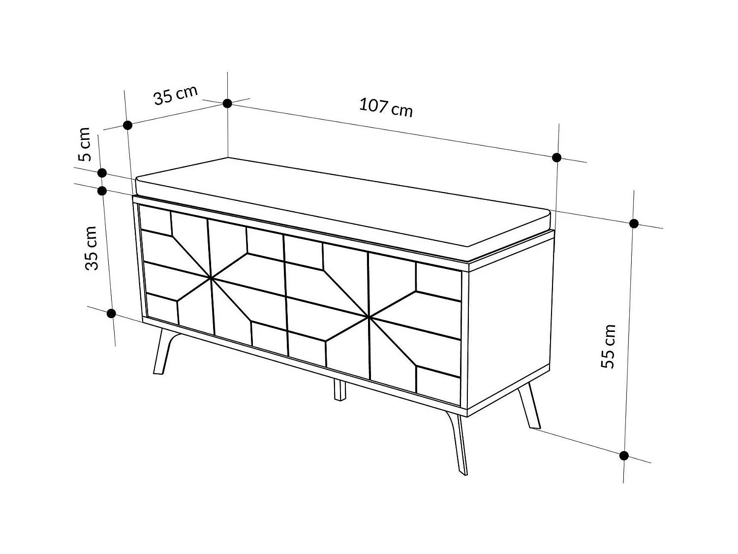 Étagère à chaussures Velma, 2 étagères, 35x107x55h cm Blanc, Meuble à chaussures