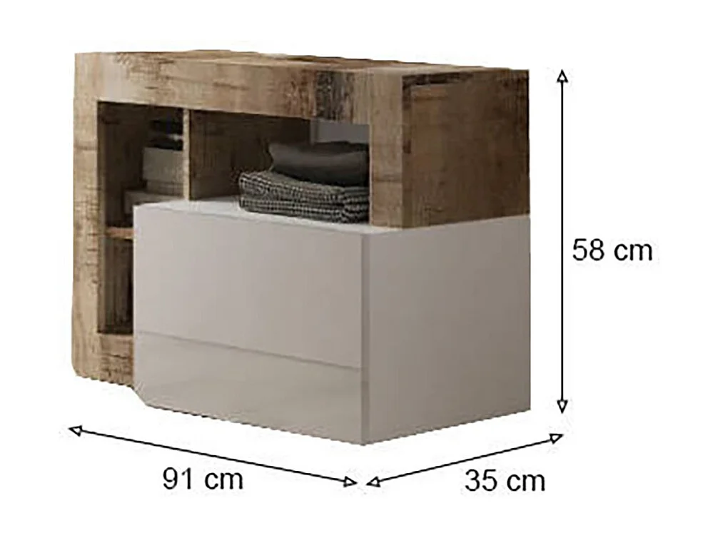 Étagère à Chaussures Adonide, 2 Niveaux Made in Italy, 35x91x58h cm Marron Acacia, Meuble à Chaussures