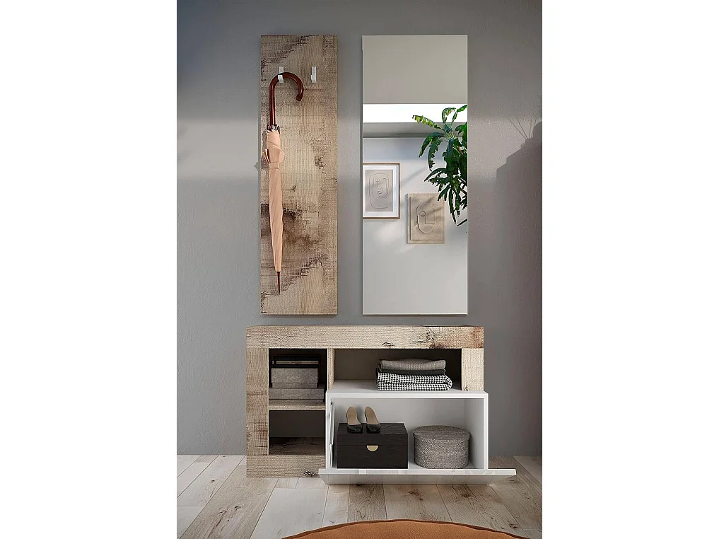 Étagère à Chaussures Adonide, 2 Niveaux Made in Italy, 35x91x58h cm Marron Acacia, Meuble à Chaussures