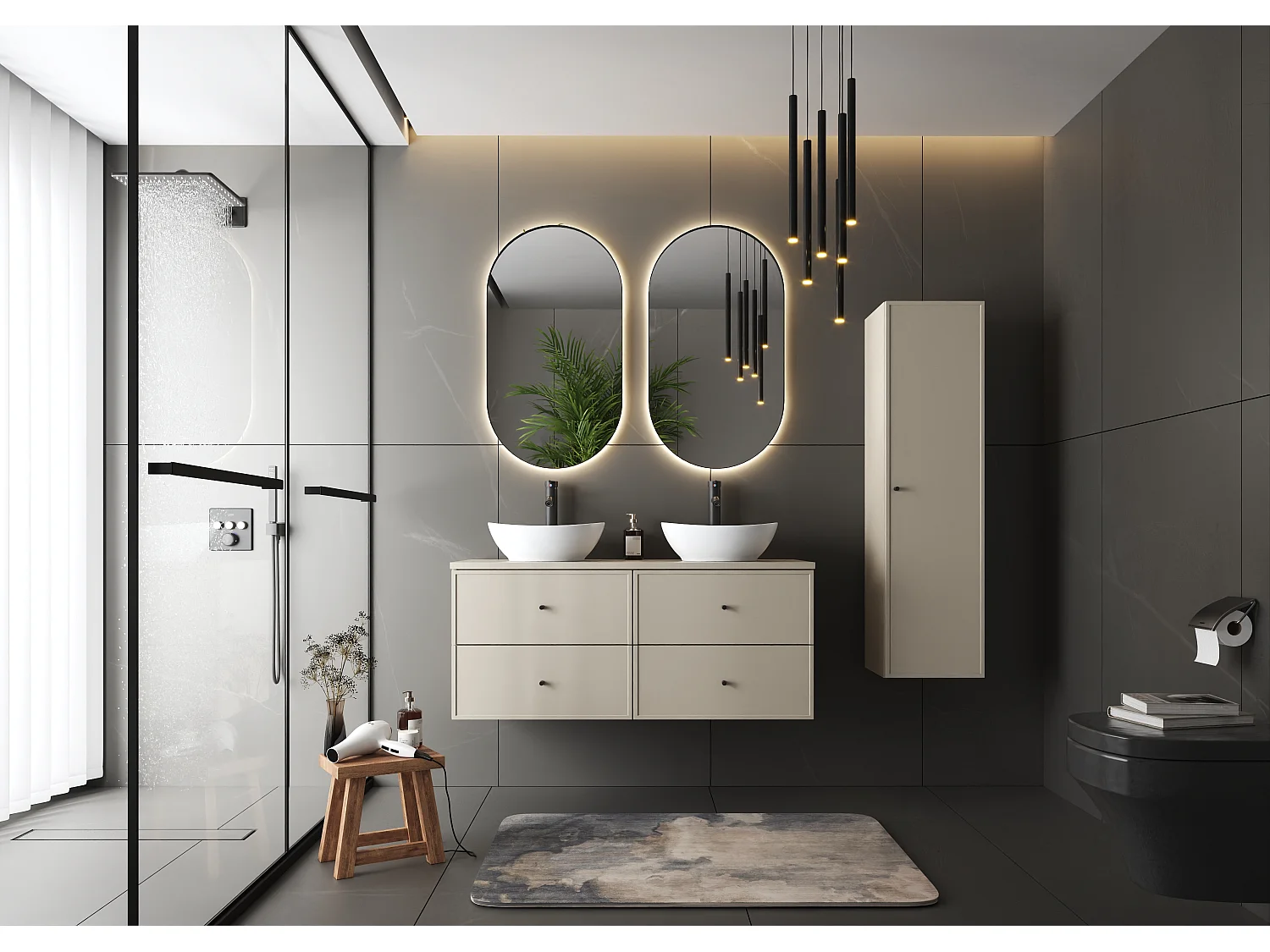 Ensemble de salle de bain en cachemire 120 cm Armoire Plan de travail Lavabo Marco