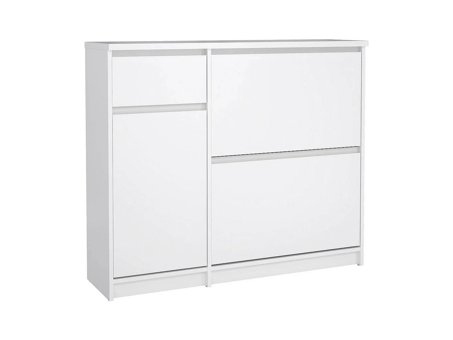 Meuble à chaussures Todd, un tiroir, 31,5x108,9x92,9h cm Blanc Brillant, Rangement chaussures