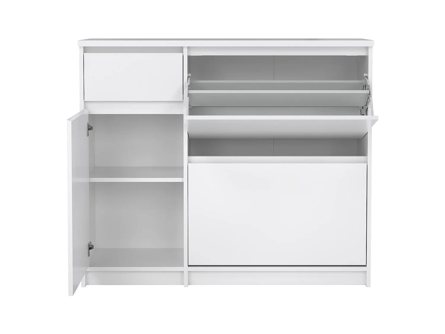 Meuble à chaussures Todd, un tiroir, 31,5x108,9x92,9h cm Blanc Brillant, Rangement chaussures