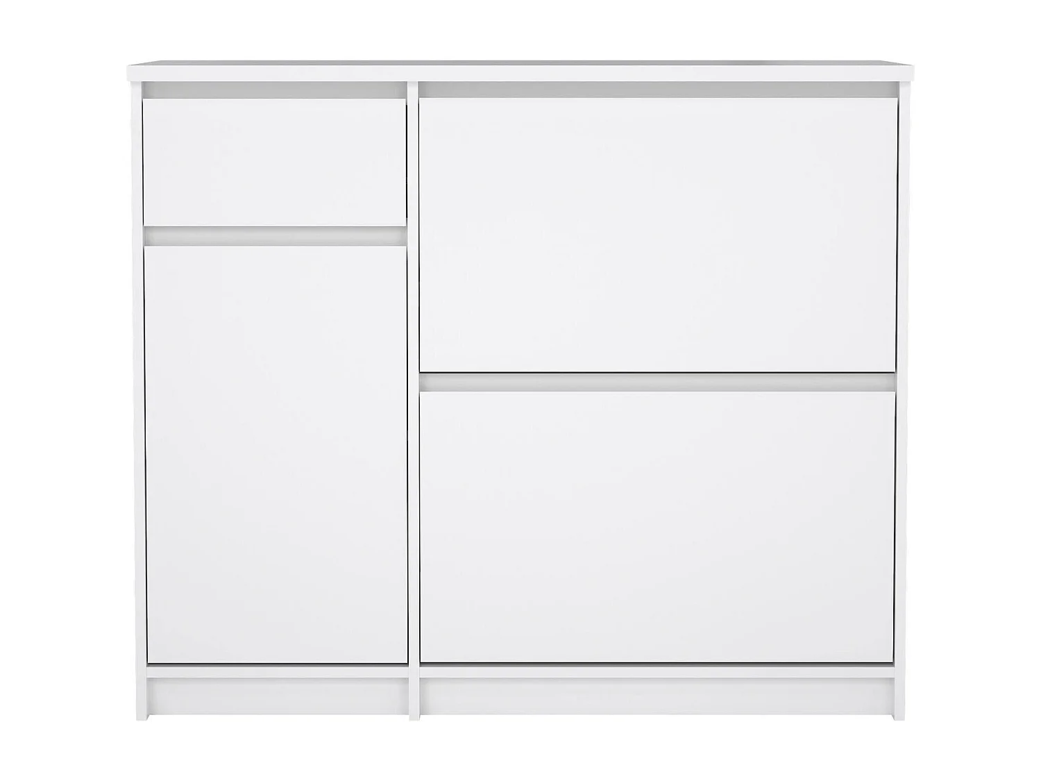 Meuble à chaussures Todd, un tiroir, 31,5x108,9x92,9h cm Blanc Brillant, Rangement chaussures