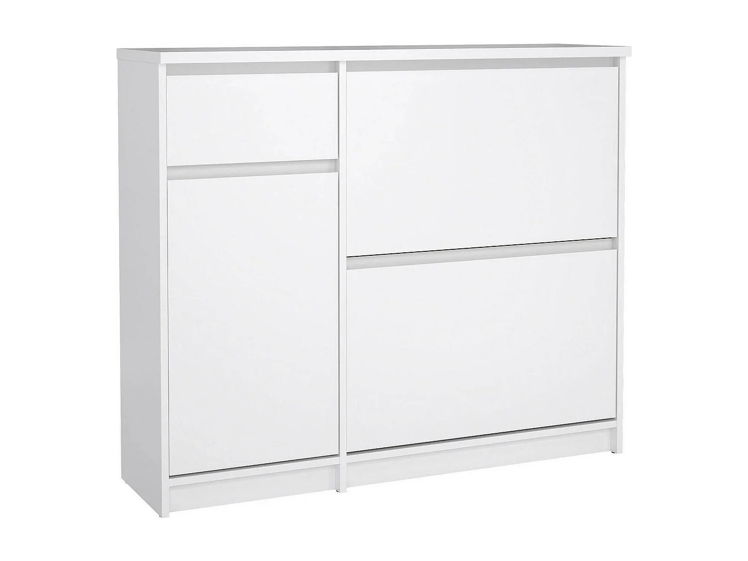 Scarpiera Todd, un Cassetto, 31.5x108.9x92.9h cm Bianco Lucido, Mobile Portascarpe