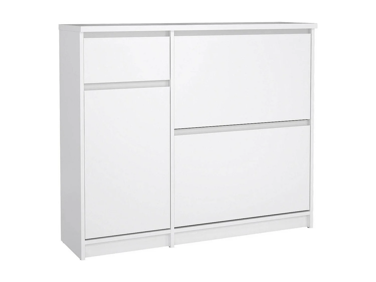 Scarpiera Todd, un Cassetto, 31.5x108.9x92.9h cm Bianco Lucido, Mobile Portascarpe