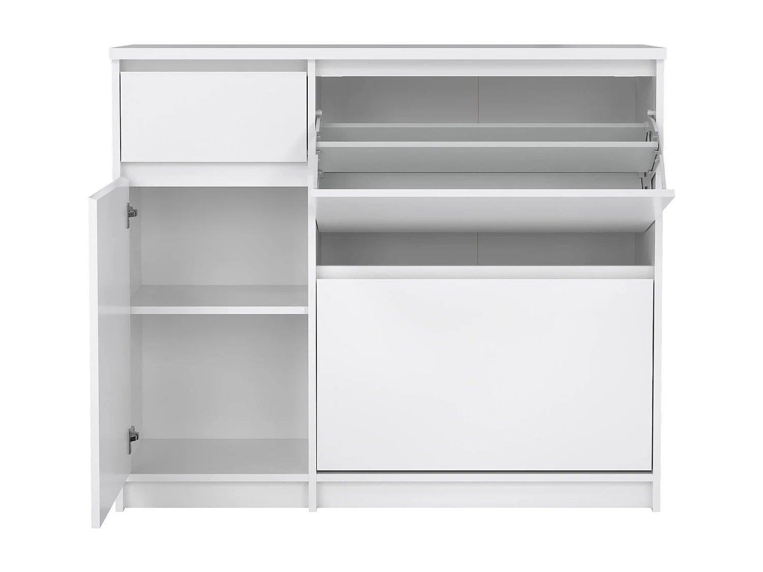 Dtrainin schoenenrek, Schoenenkast, Multifunctionele entreekast, Schoenenkast, 109x32 h93 cm, Wit
