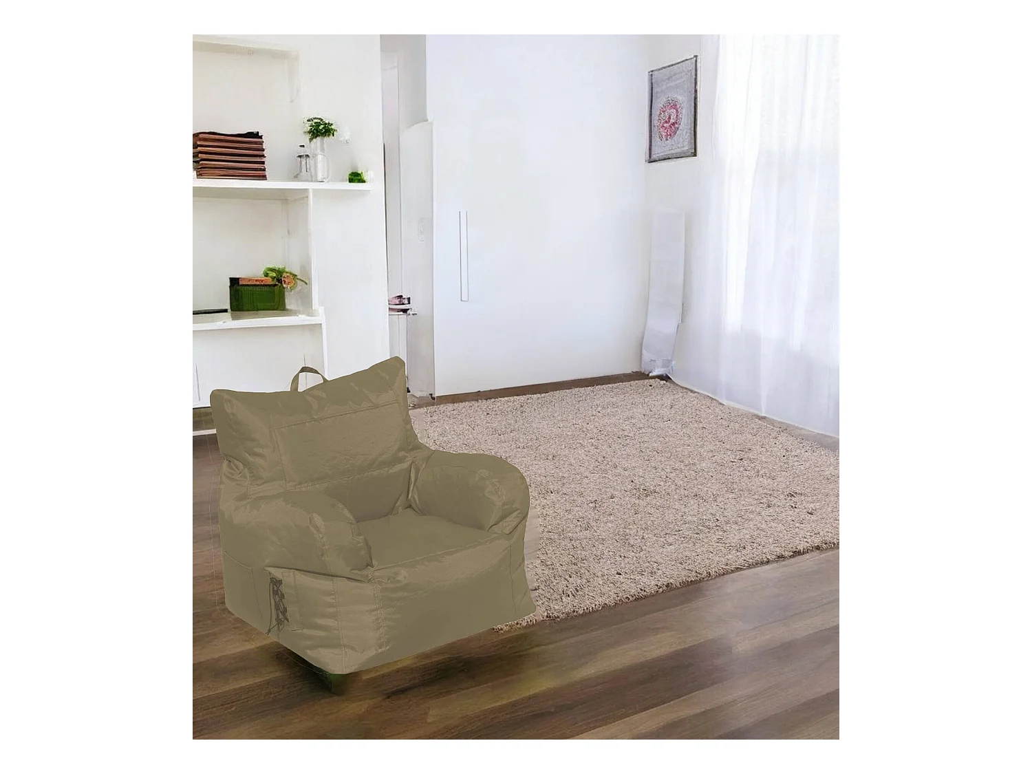 Fauteuil Obsidienne, Accoudoirs Made in Italy, Beige