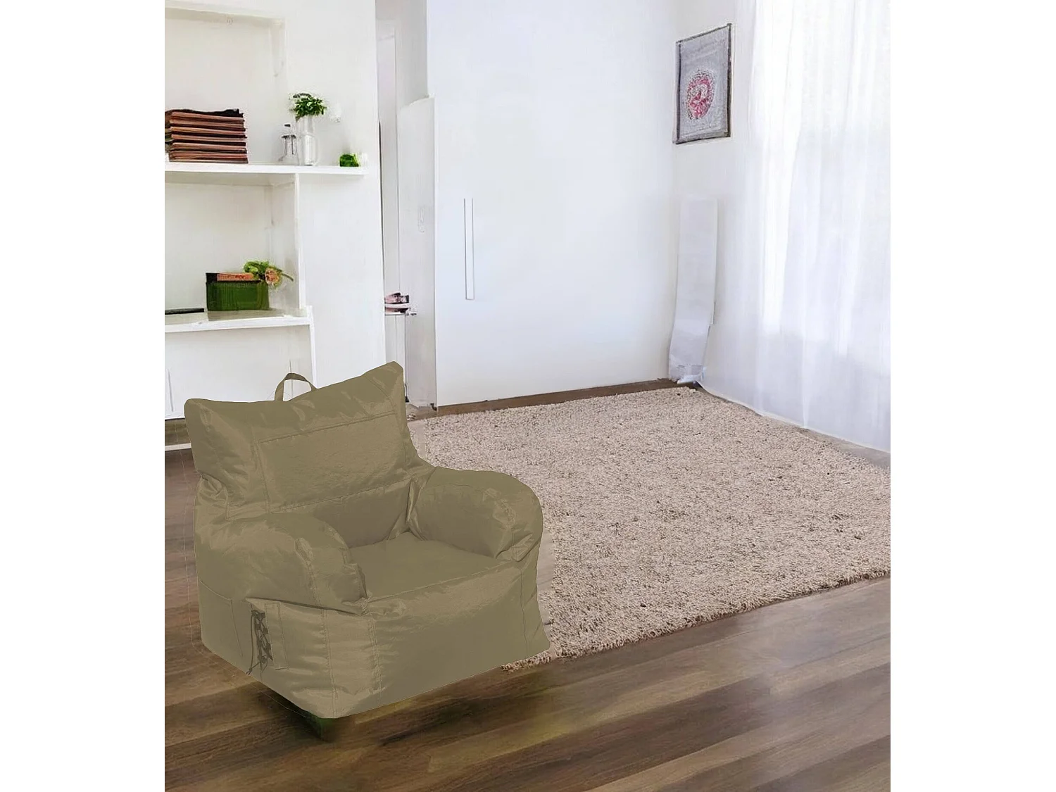 Fauteuil Obsidienne, Accoudoirs Made in Italy, Beige