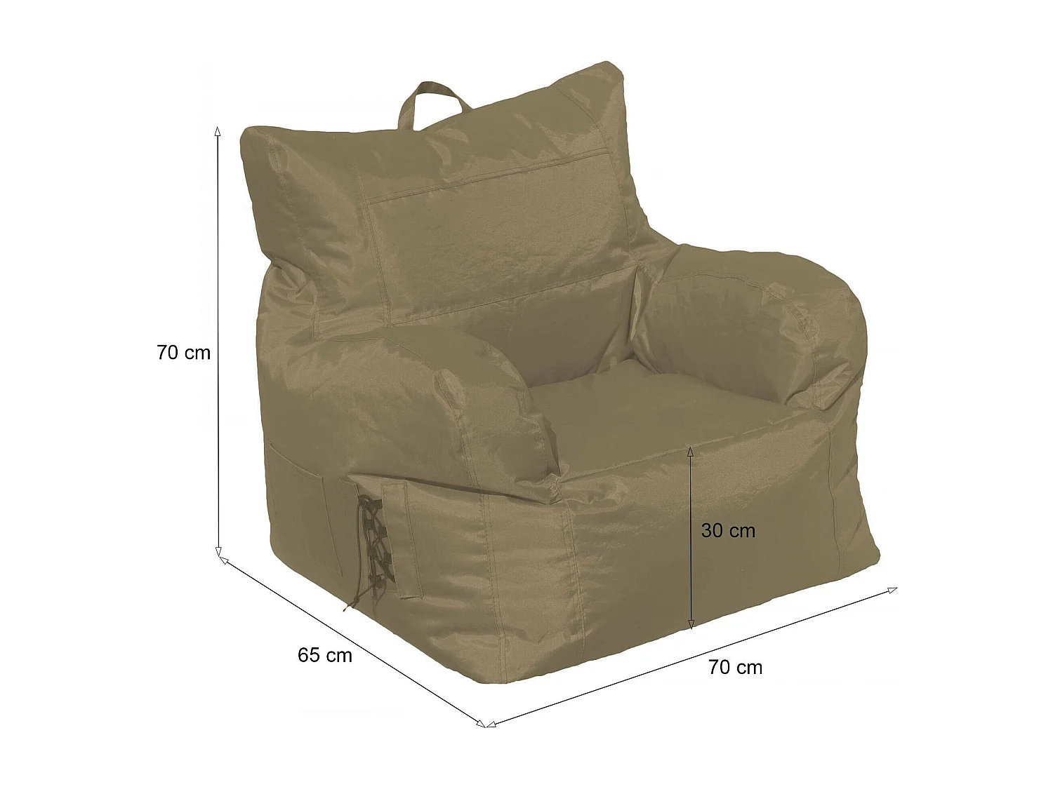 Fauteuil Obsidienne, Accoudoirs Made in Italy, Beige