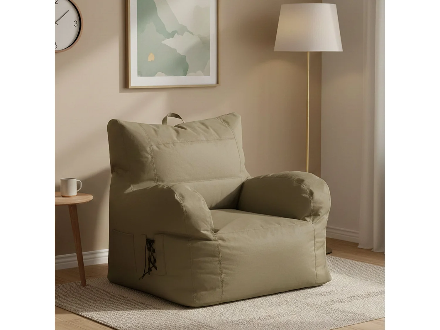 Fauteuil Obsidienne, Accoudoirs Made in Italy, Beige