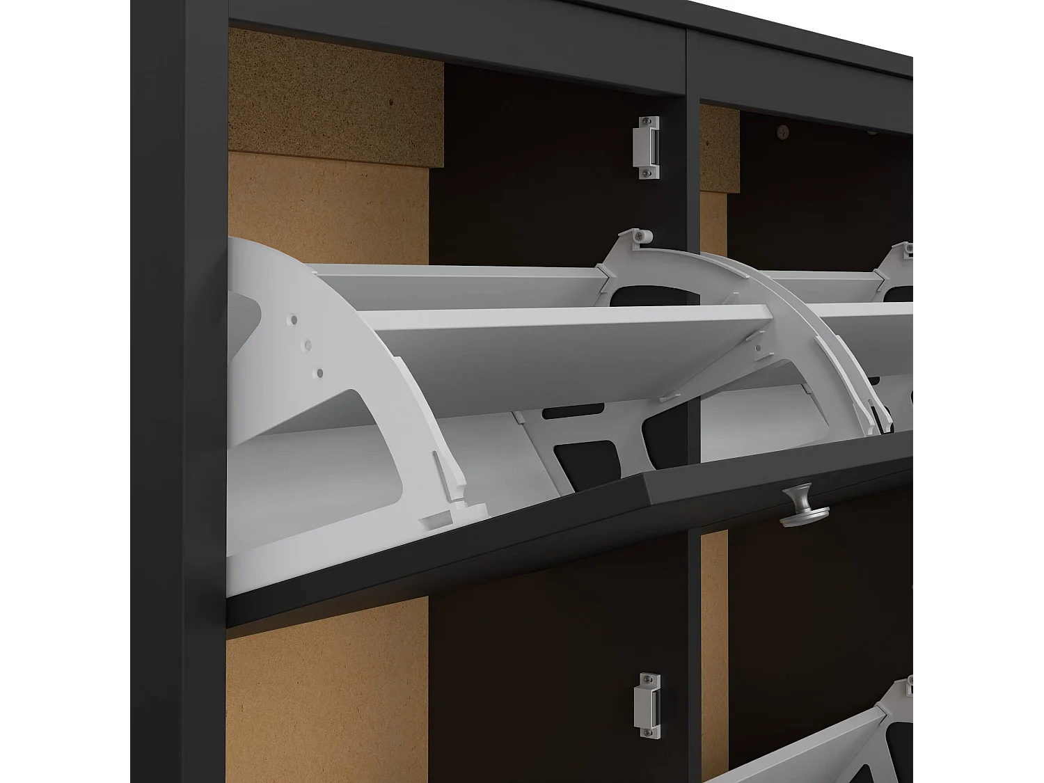 Meuble à chaussures Actinidia, 16 Paires, 24.6x102.6x102.9h cm Noir, Rangement à Chaussures