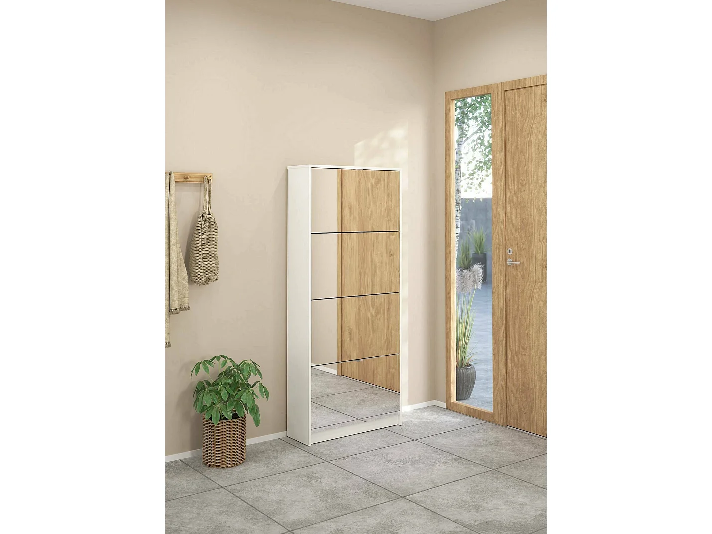 Meuble à Chauure Aepytu, 24 Paire, 24.05x70.3x162h cm Blanc, Range-Chauure