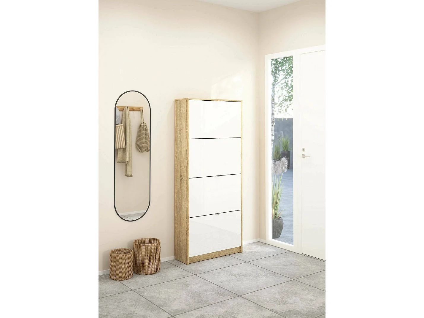 Étagère Epidote, 24 Paires, 24,05x70,3x162h cm Chêne Brun, Meuble à Chaussures