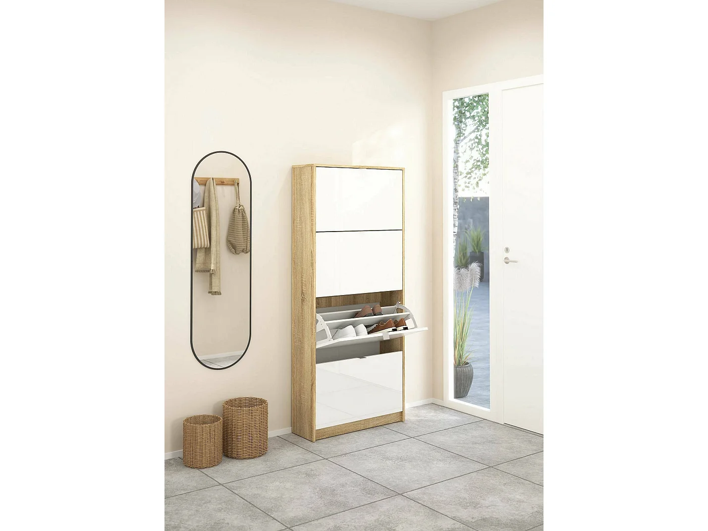 Schuhschrank Epidoto, 24 Paar, 24,05x70,3x162h cm Eiche Braun, Schuhmöbel