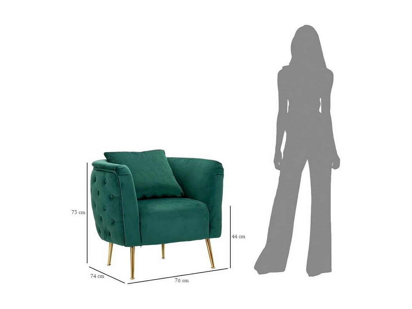 Fauteuil Prampolini, Accoudoirs, Vert