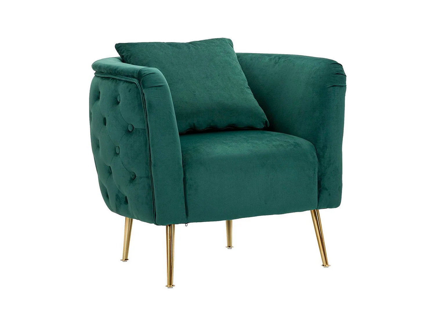 Prampolini fauteuil, Gestoffeerde zitting, Enkele woonkamerbank, Stoel met armleuningen, 76x74 h71 cm, Groen