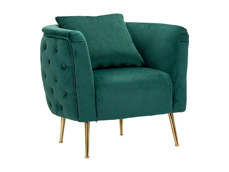 Prampolini fauteuil, Gestoffeerde zitting, Enkele woonkamerbank, Stoel met armleuningen, 76x74 h71 cm, Groen
