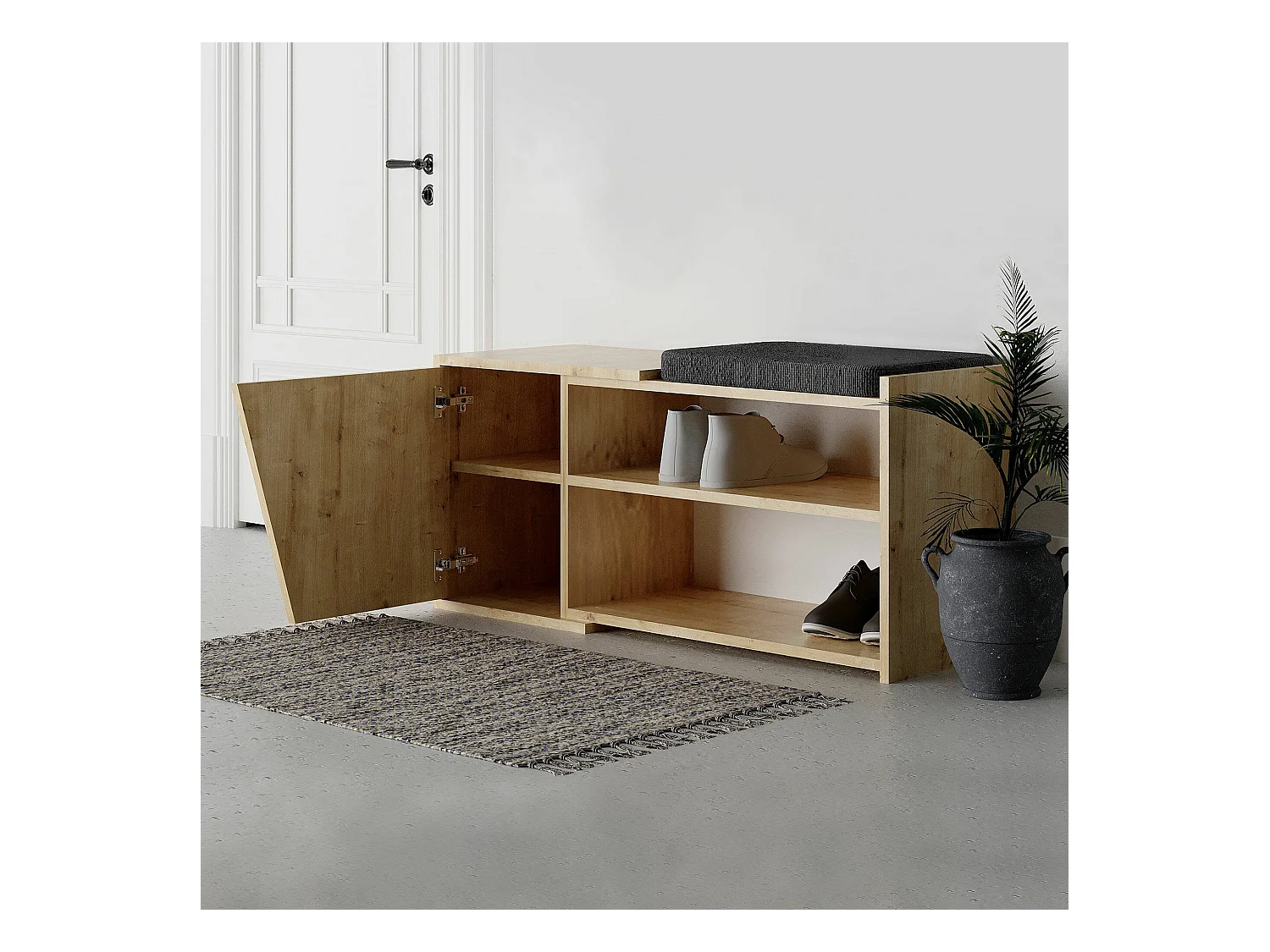 Étagère à chaussures Neneng, 2 niveaux, 47x104x37h cm, Chêne brun, Meuble à chaussures