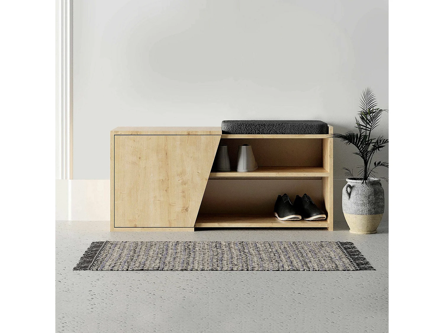 Étagère à chaussures Neneng, 2 niveaux, 47x104x37h cm, Chêne brun, Meuble à chaussures