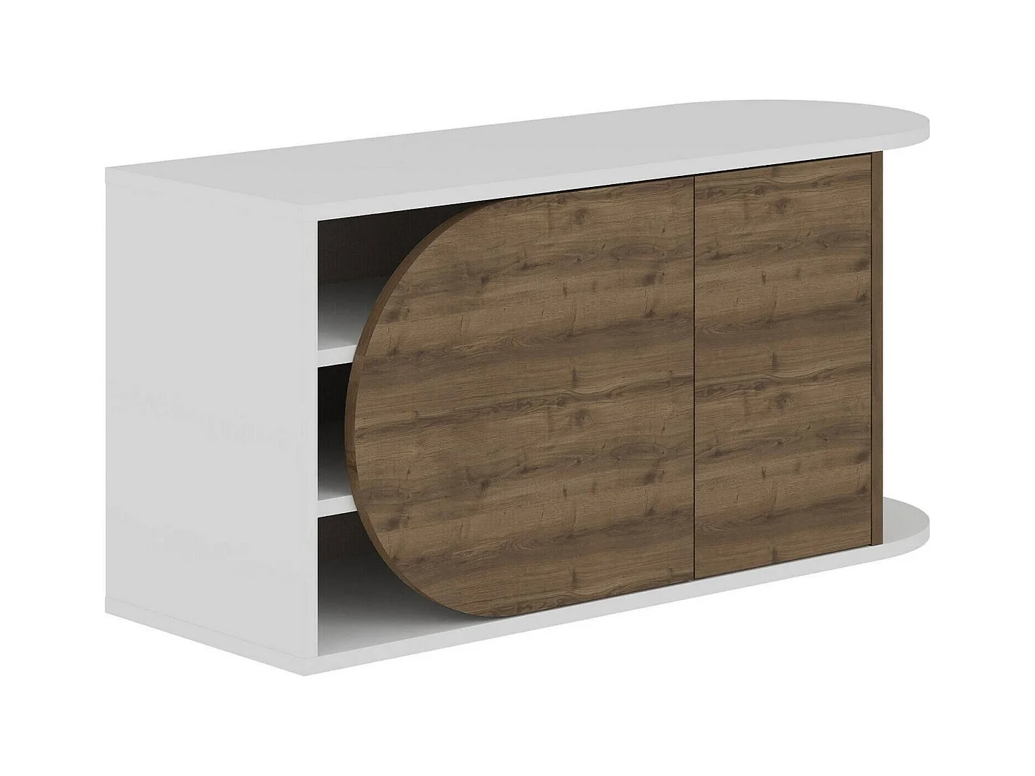 Meuble à chaussures Kyle, 2 étagères, 37x104x50h cm Blanc Noyer, Rangement chaussures