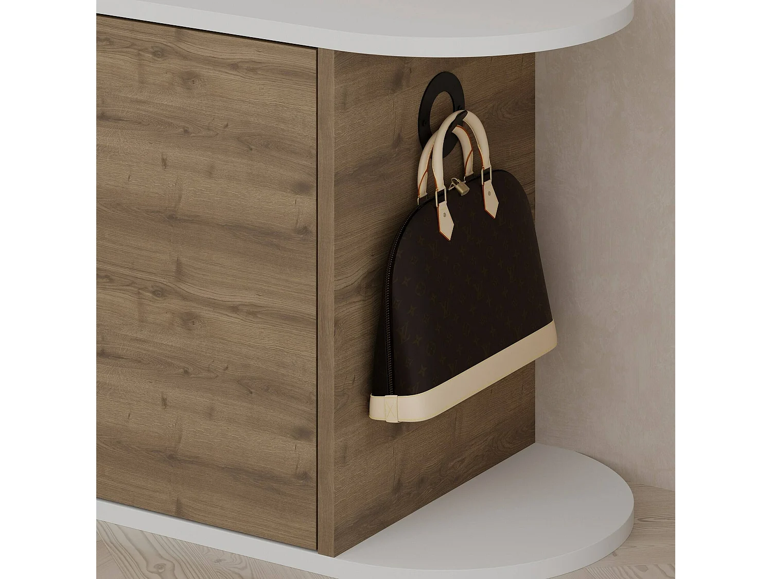 Meuble à chaussures Kyle, 2 étagères, 37x104x50h cm Blanc Noyer, Rangement chaussures