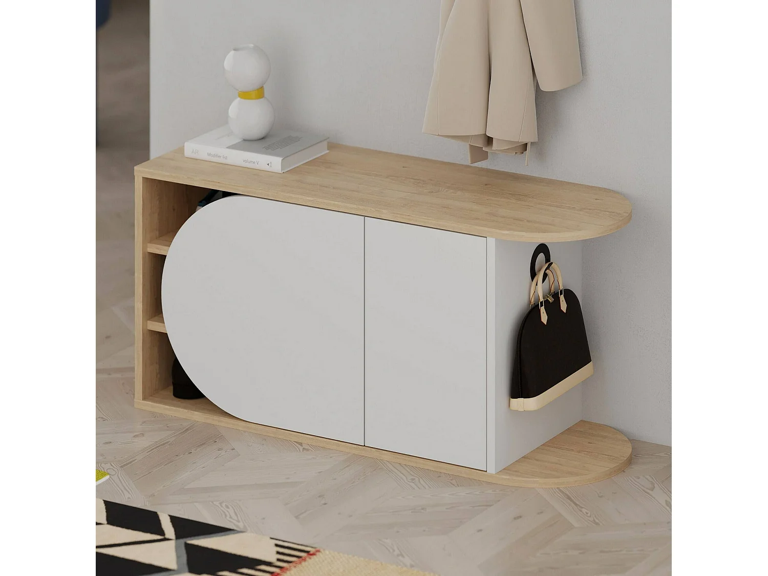 Scarpiera Kyle, 2 Ripiani, 37x104x50h cm Marrone Quercia, Mobile Portascarpe