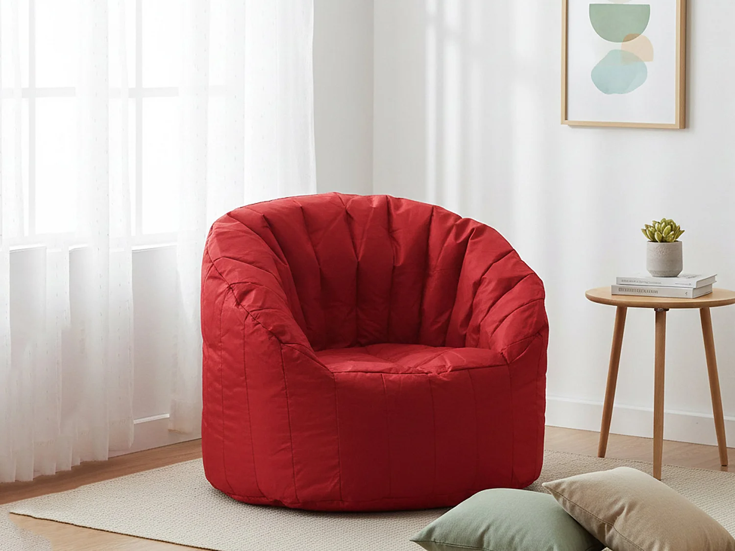 Sillón Allos, peso máx. 90 kg, hecho en Italia, 80x80x80h cm rojo, butaca, estructura de tela, relleno de perlas de poliestireno