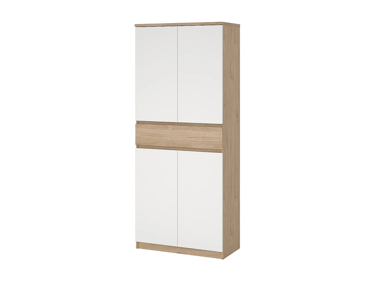 Dtrda schoenenrek, Schoenenkast, Multifunctionele entreekast, Schoenenkast, 80x40 h192 cm, Eiken en Wit