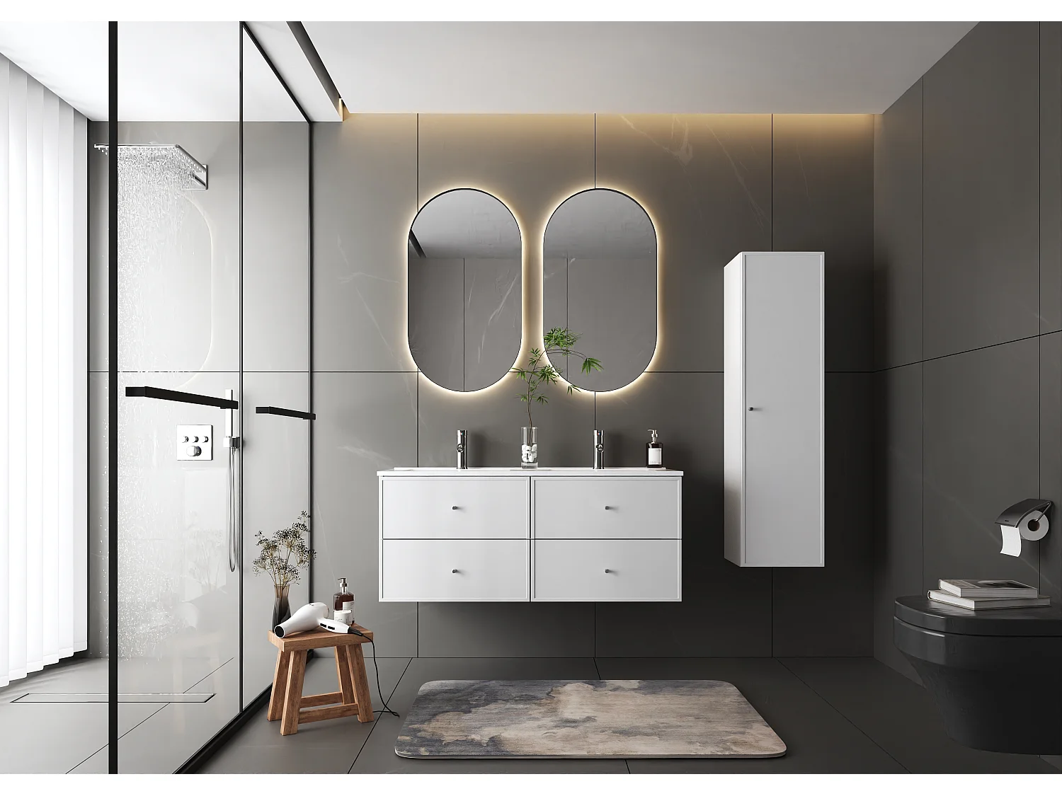 Ensemble de salle de bain blanc 120 cm Meuble avec lavabo Marco