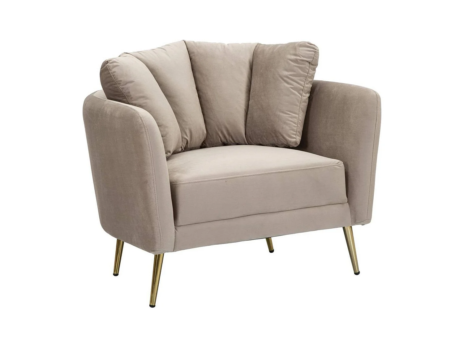 Dmora - Sessel Foster, Gepolsterter Sitz, Einzelsofa im Wohnzimmer, Stuhl mit Armlehnen, 88x77 h74 cm, Grau und Gold