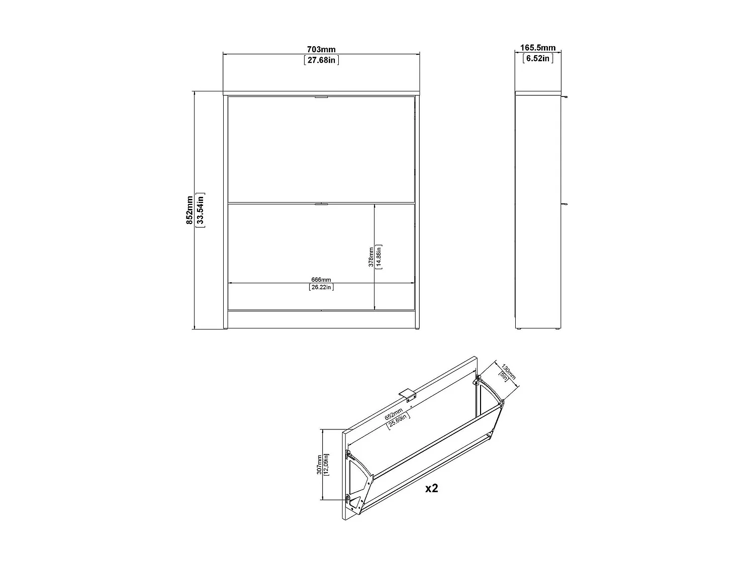 Scarpiera Turchese, 6 Paia, 16.55x70.3x85.2h cm Bianco, Mobile Portascarpe