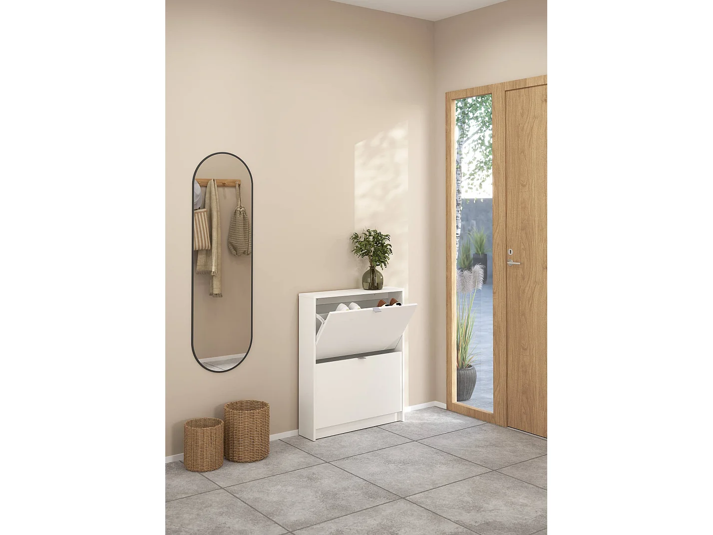 Scarpiera Turchese, 6 Paia, 16.55x70.3x85.2h cm Bianco, Mobile Portascarpe