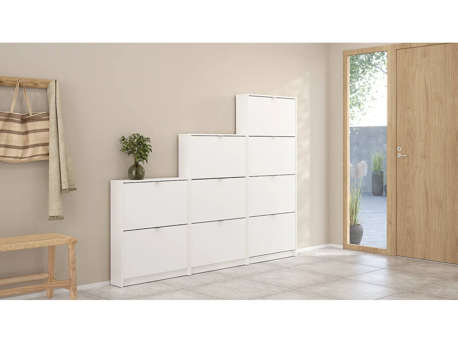 Sapateira Dtorrent, Sapateira, Armário de entrada multiusos, Sapateira, 70x17 h85 cm, Branco