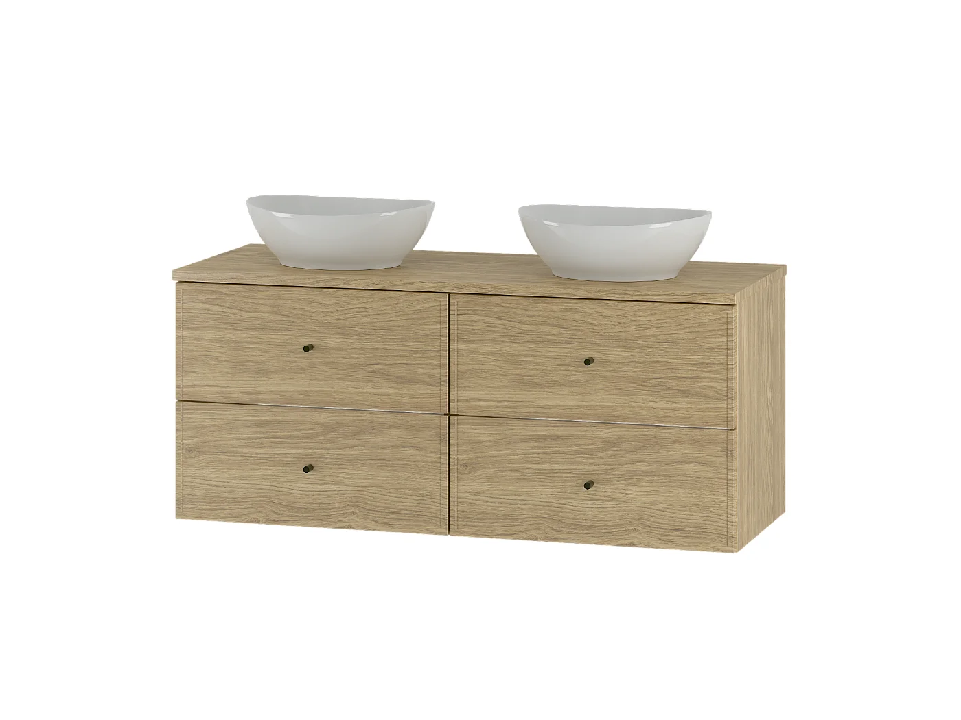 Ensemble pour salle de bain 120 cm Armoire Plan de travail Lavabo Chêne huilé Marco