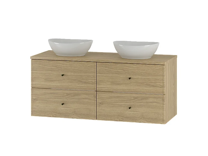 Ensemble pour salle de bain 120 cm Armoire Plan de travail Lavabo Chêne huilé Marco