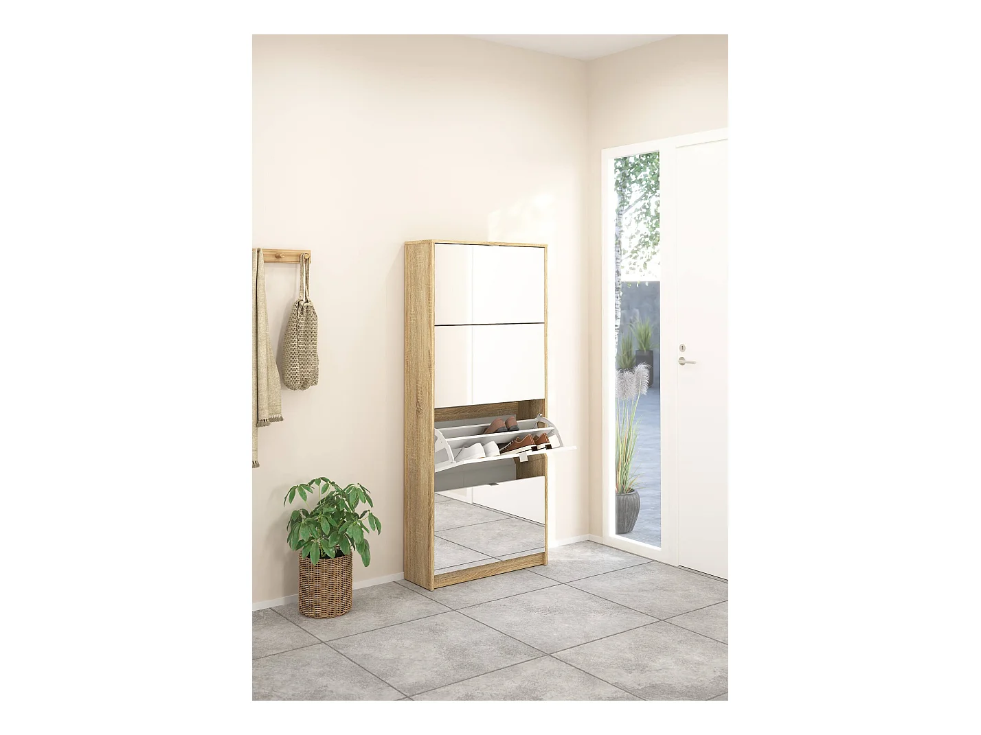 Sneakerka Aepytus, 24 Paires, 24,05x70,3x162h cm Chêne Marron, Meuble à Chaussures