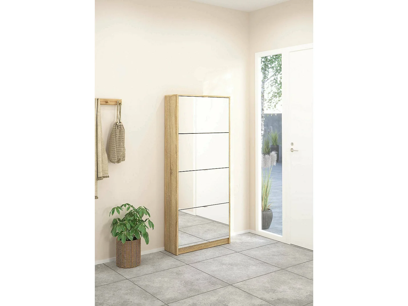 Scarpiera Aepytus, 24 Paia, 24.05x70.3x162h cm Marrone Quercia, Mobile Portascarpe