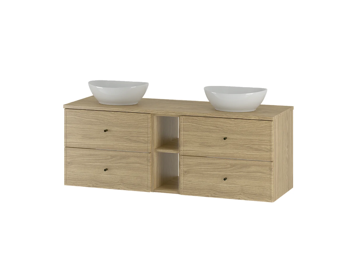 Badkamerset 140 cm Kast Rek Wastafelblad Eiken geolied Marco