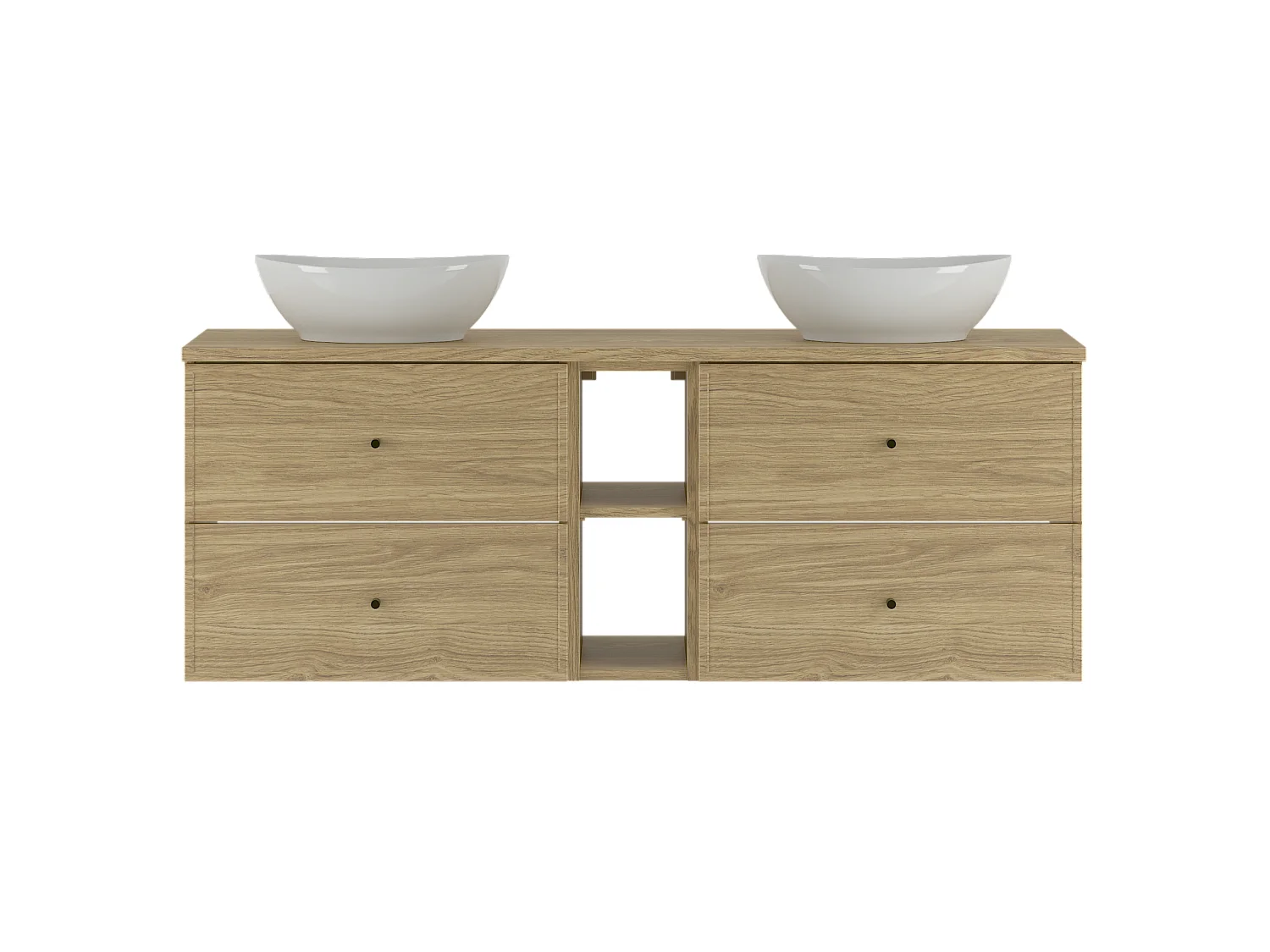 Ensemble pour salle de bain 140 cm Armoire Étagère Plan de travail Lavabo Chêne huilé Marco