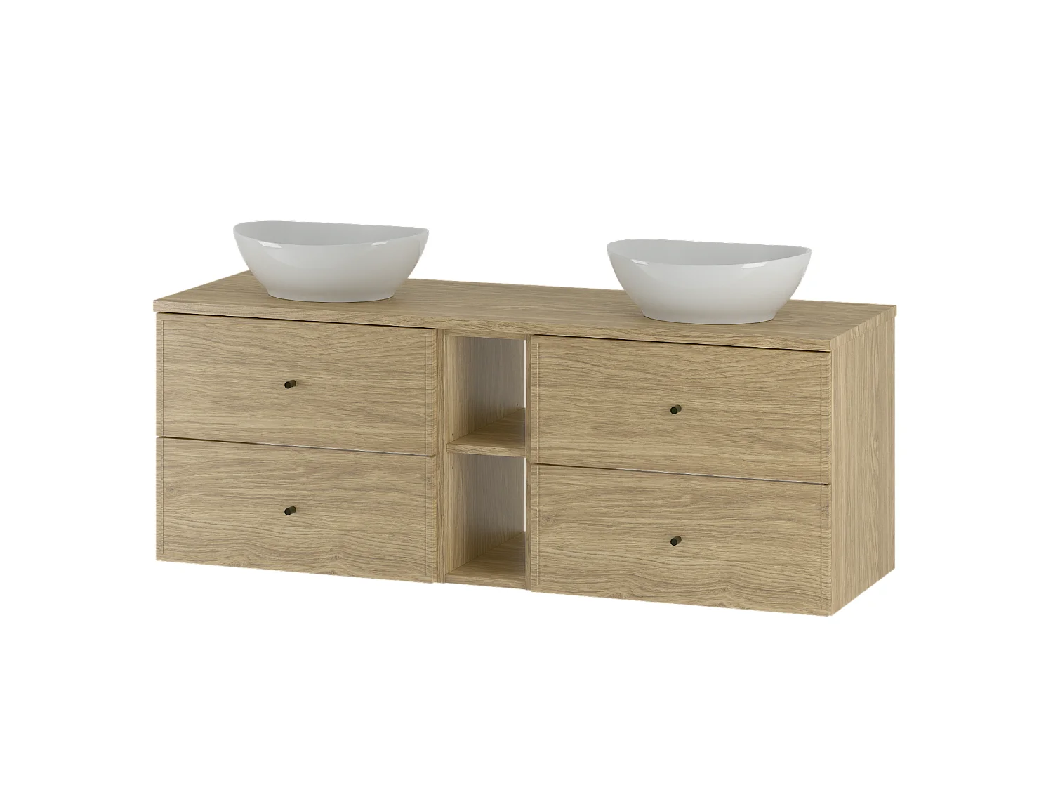 Ensemble pour salle de bain 140 cm Armoire Étagère Plan de travail Lavabo Chêne huilé Marco