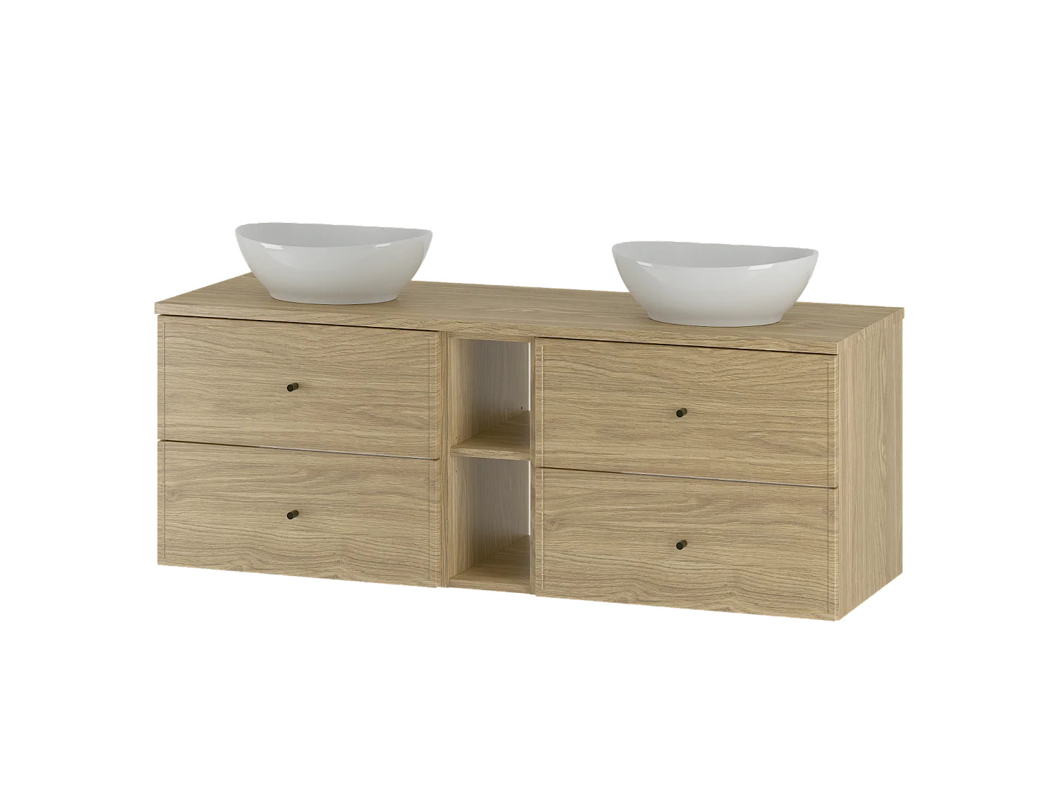 Badkamerset 140 cm Kast Rek Wastafelblad Eiken geolied Marco